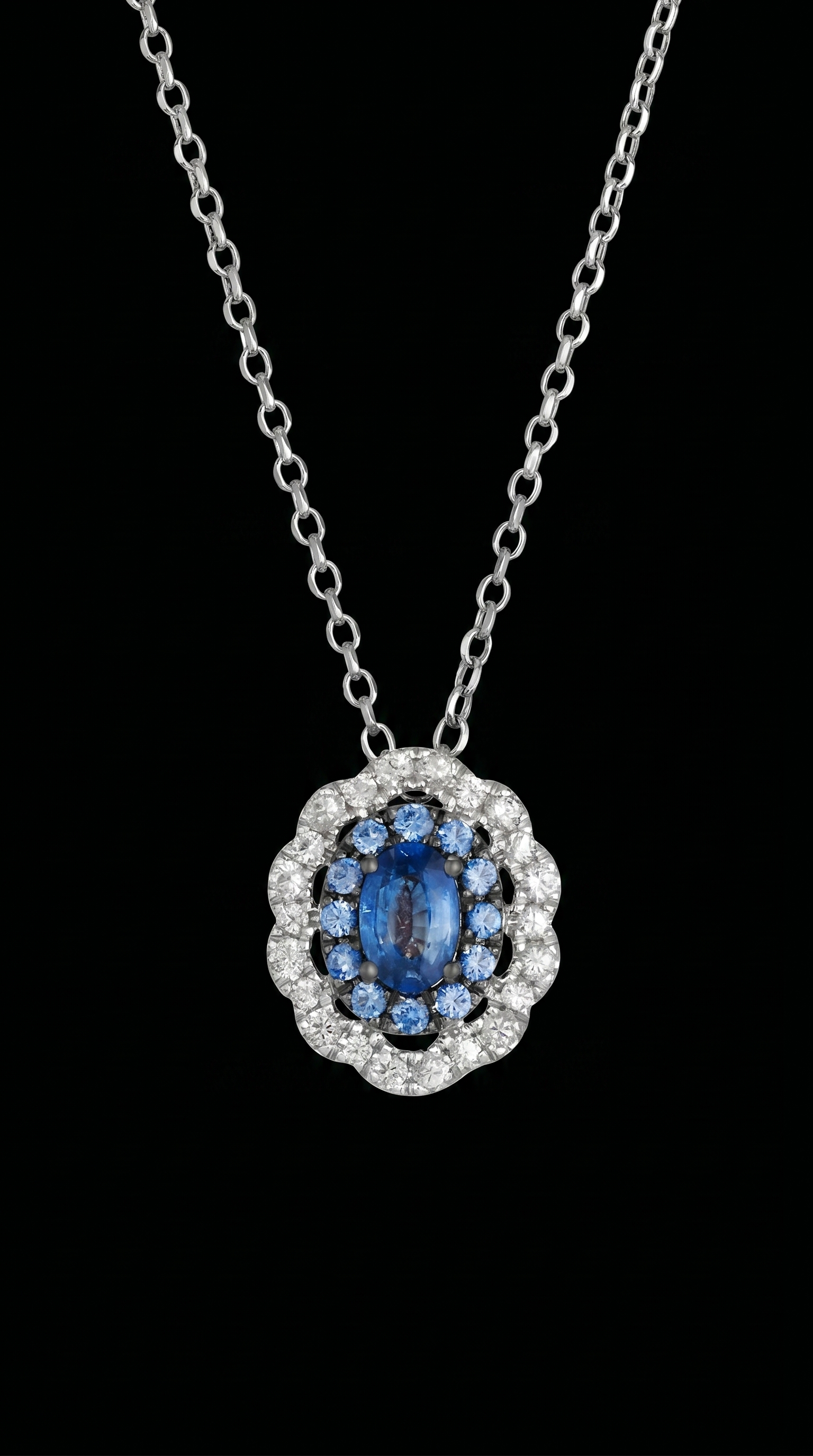14K White Sapphire Necklace
