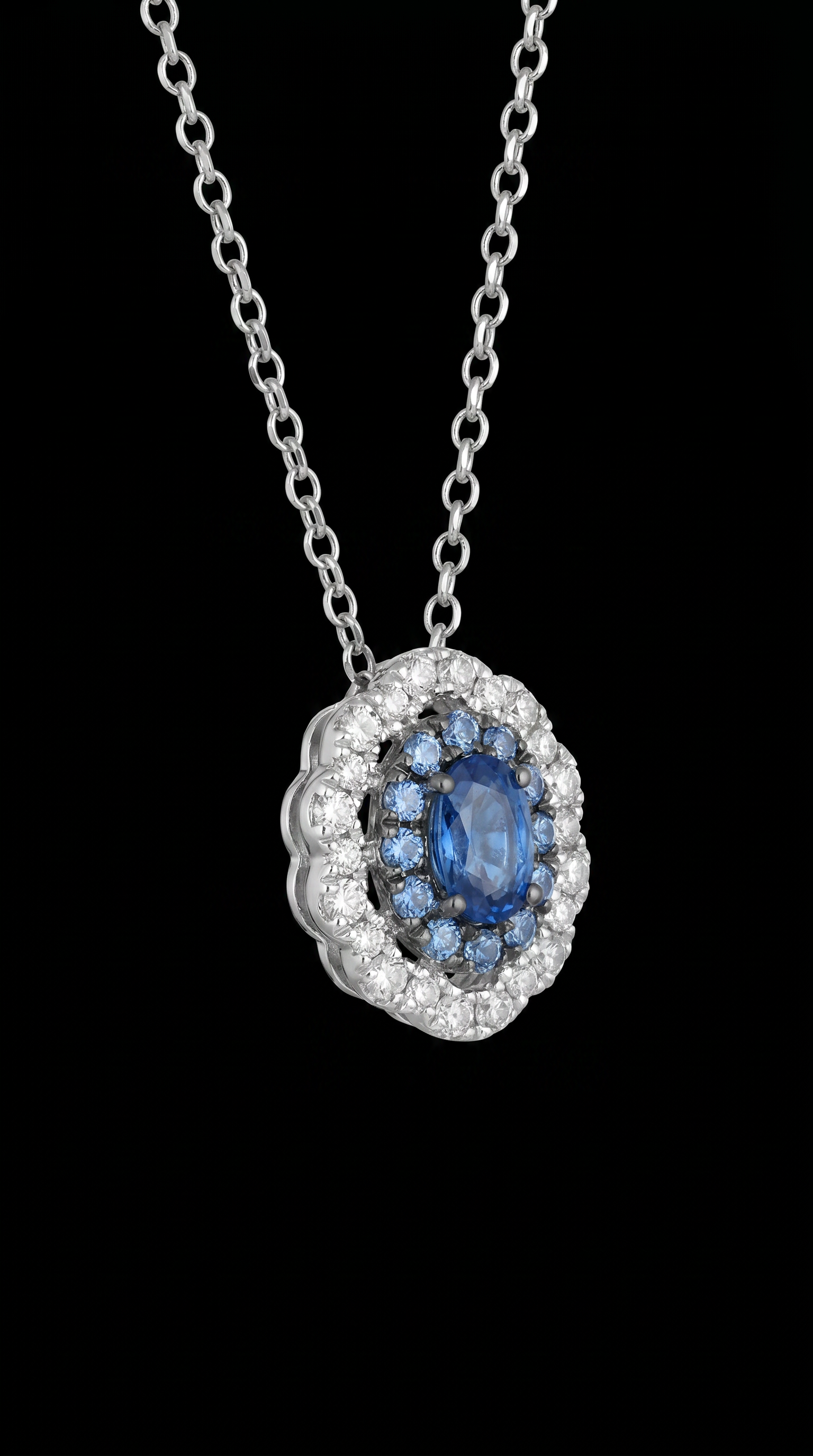 14K White Sapphire Necklace