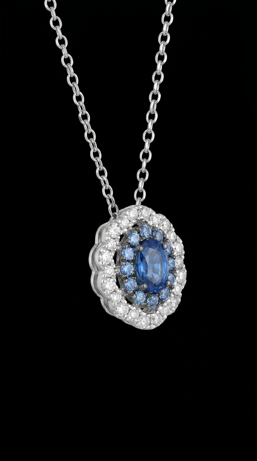 14K White Sapphire Necklace