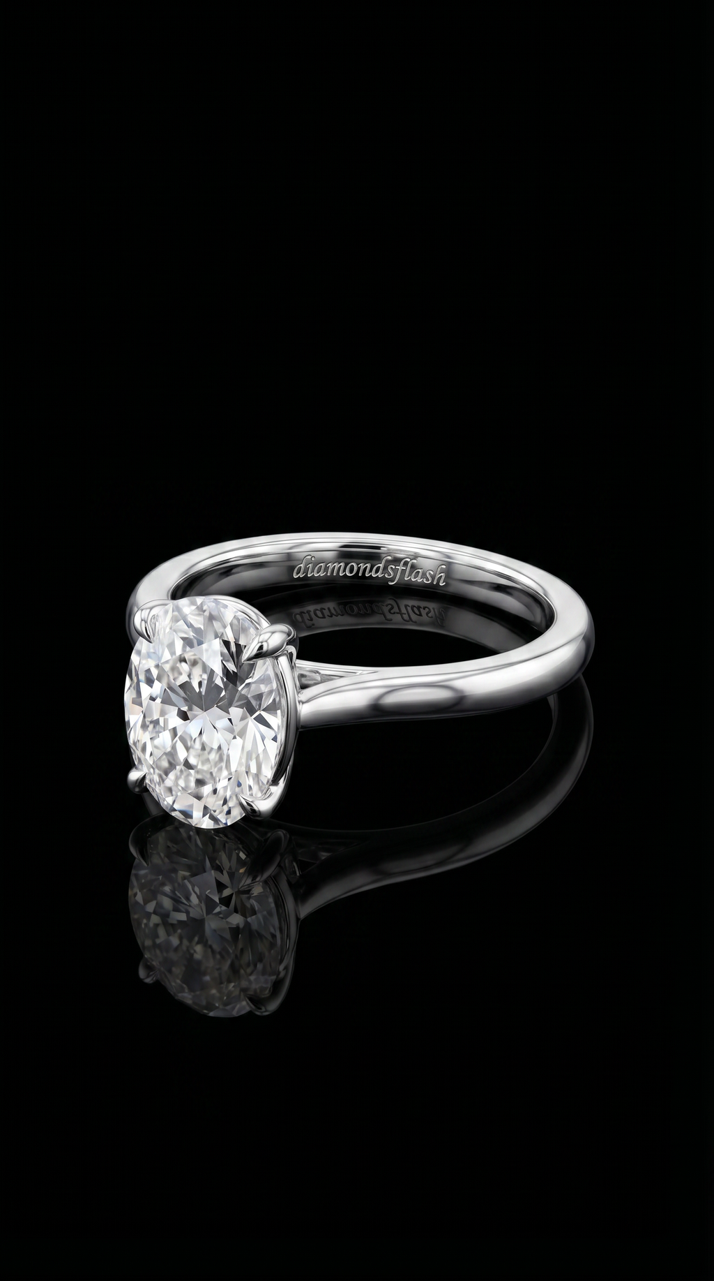 14K White Gold Oval Ring