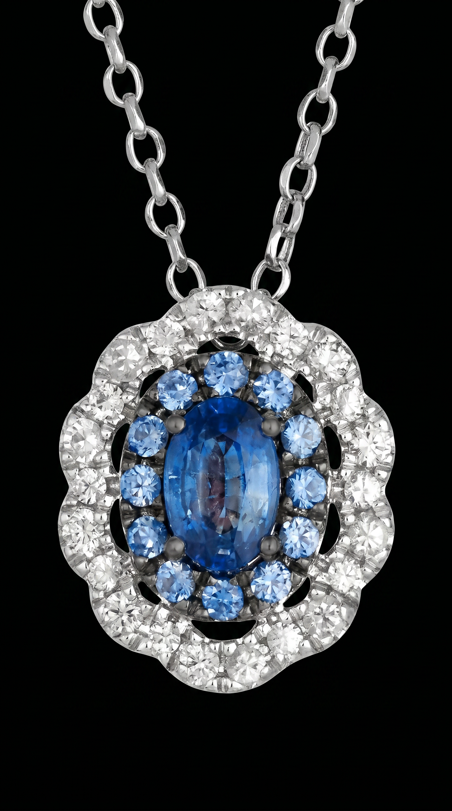 14K White Sapphire Necklace