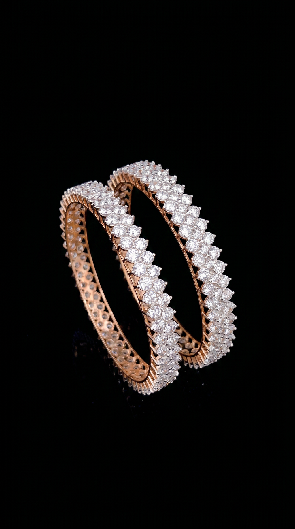 14K Round Diamond Bangle Set
