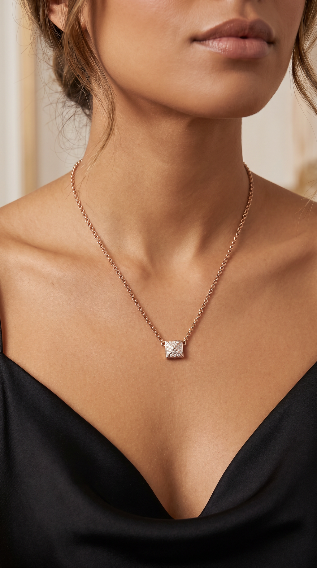 14K Square pendant necklace