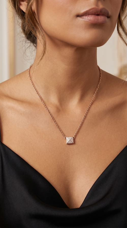 14K Square pendant necklace