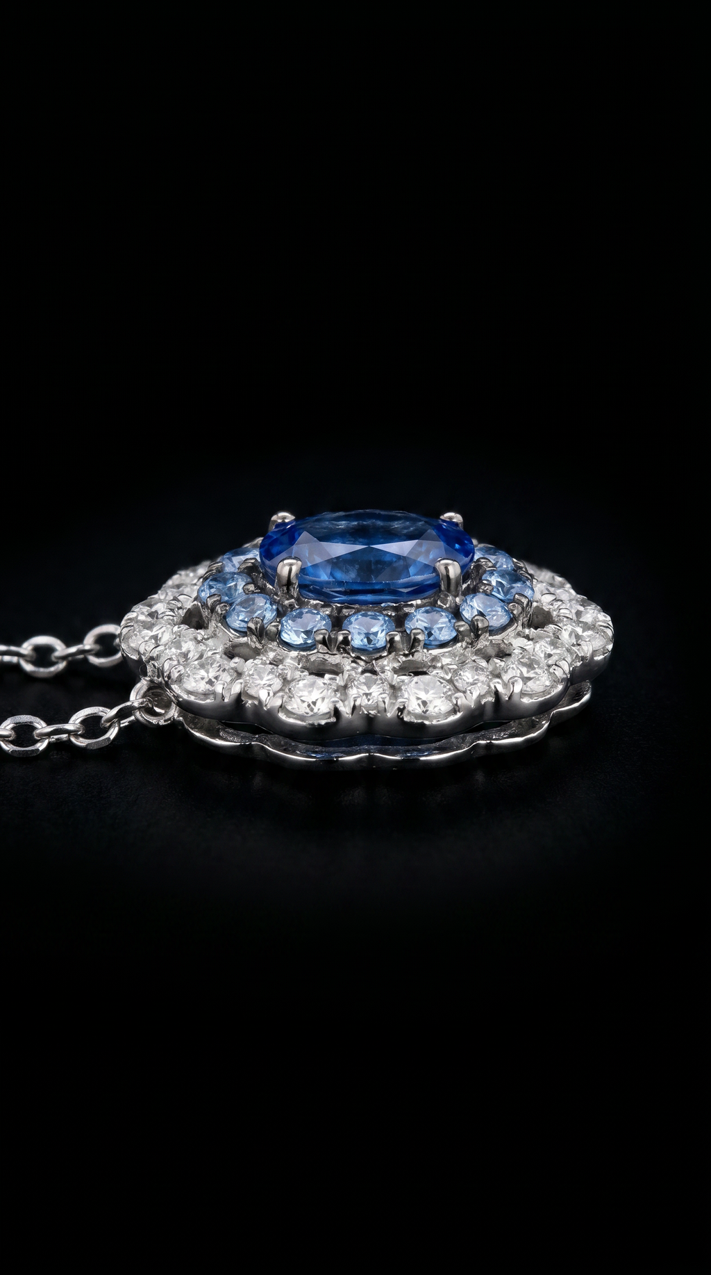 14K White Sapphire Necklace
