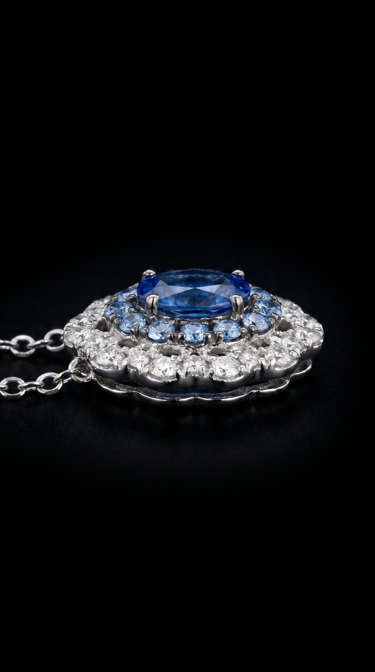 14K White Sapphire Necklace
