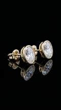 14K Oval Bezel Studs