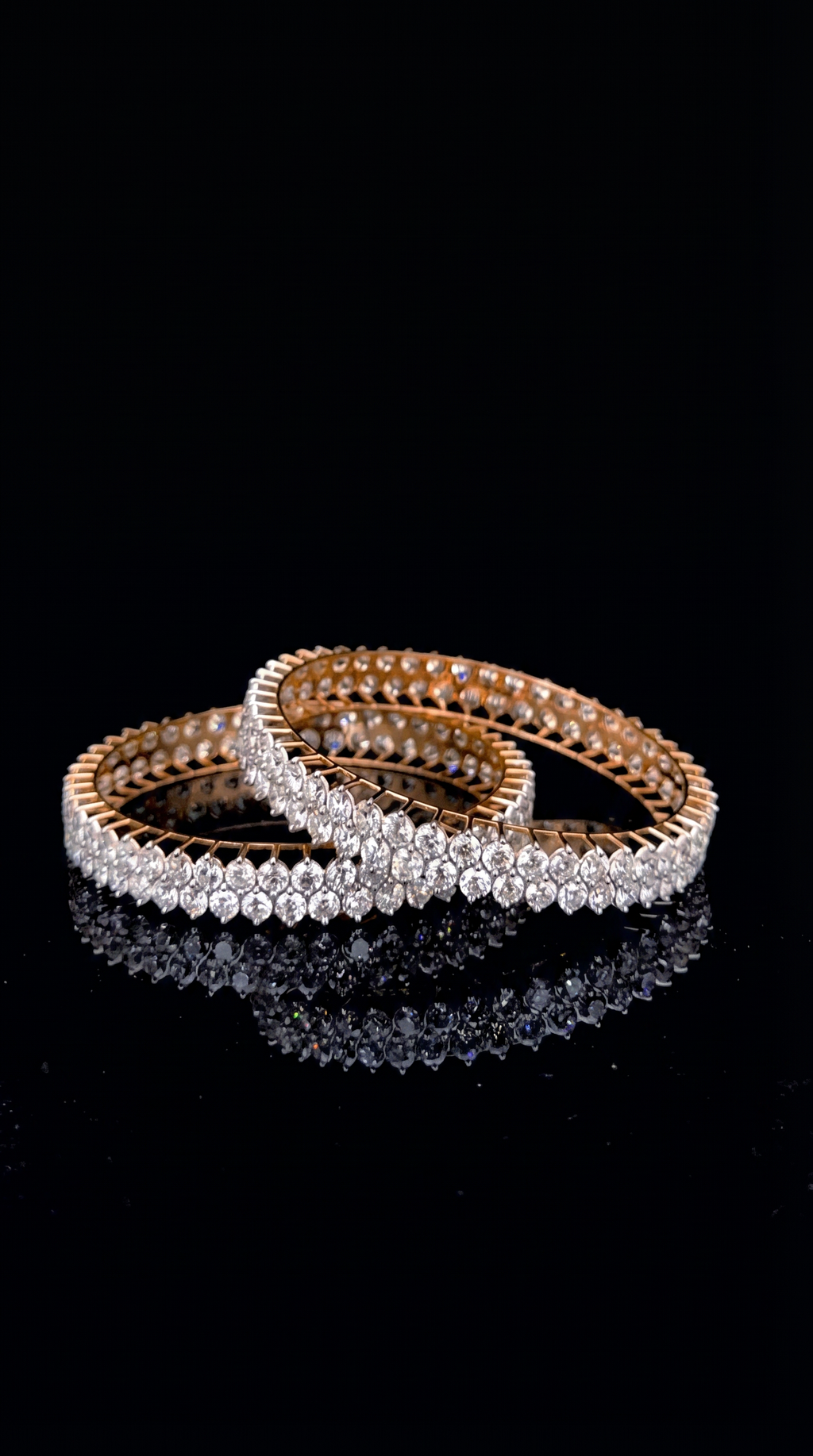 14K Round Diamond Bangle Set