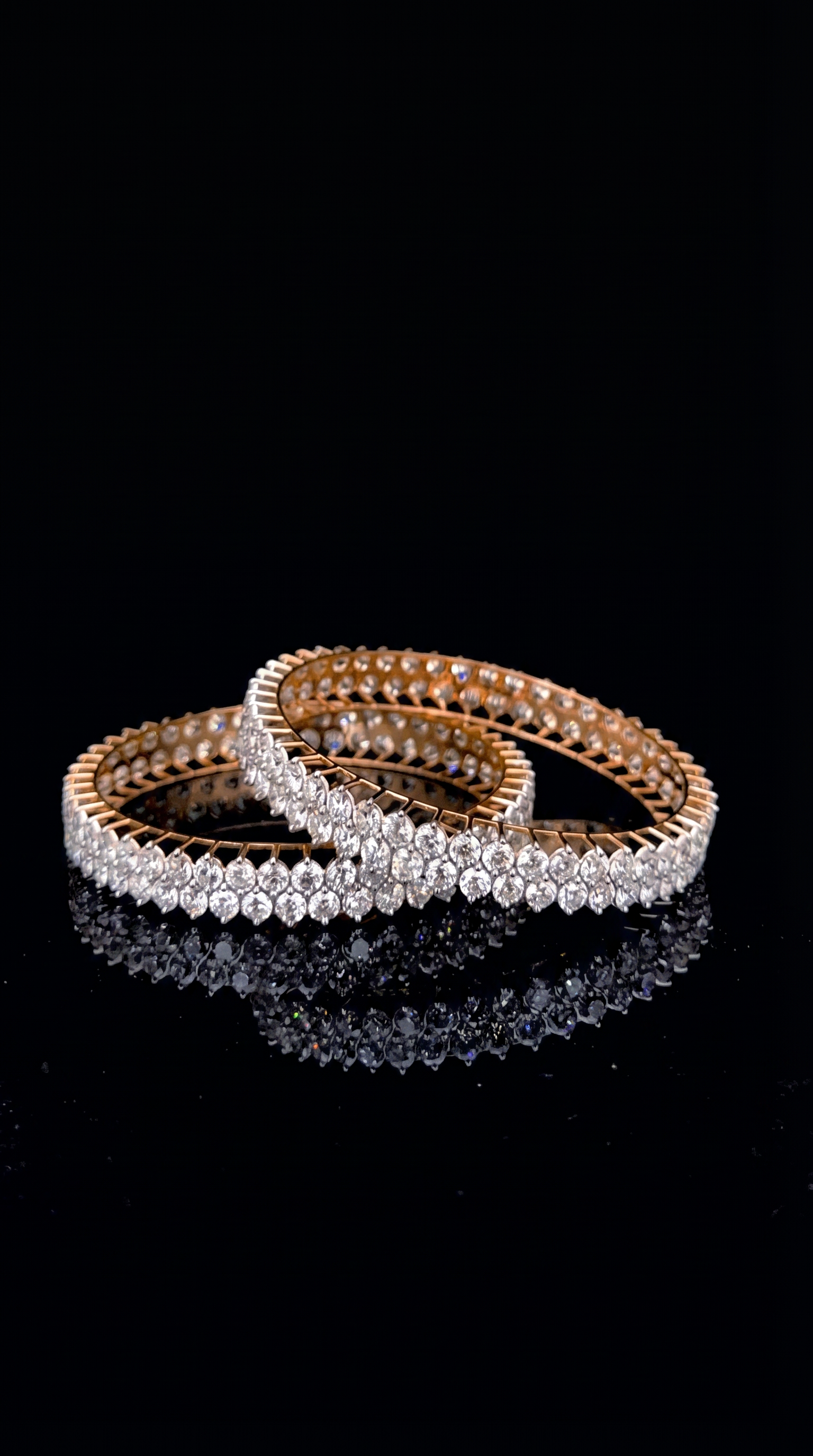 14K Round Diamond Bangle Set