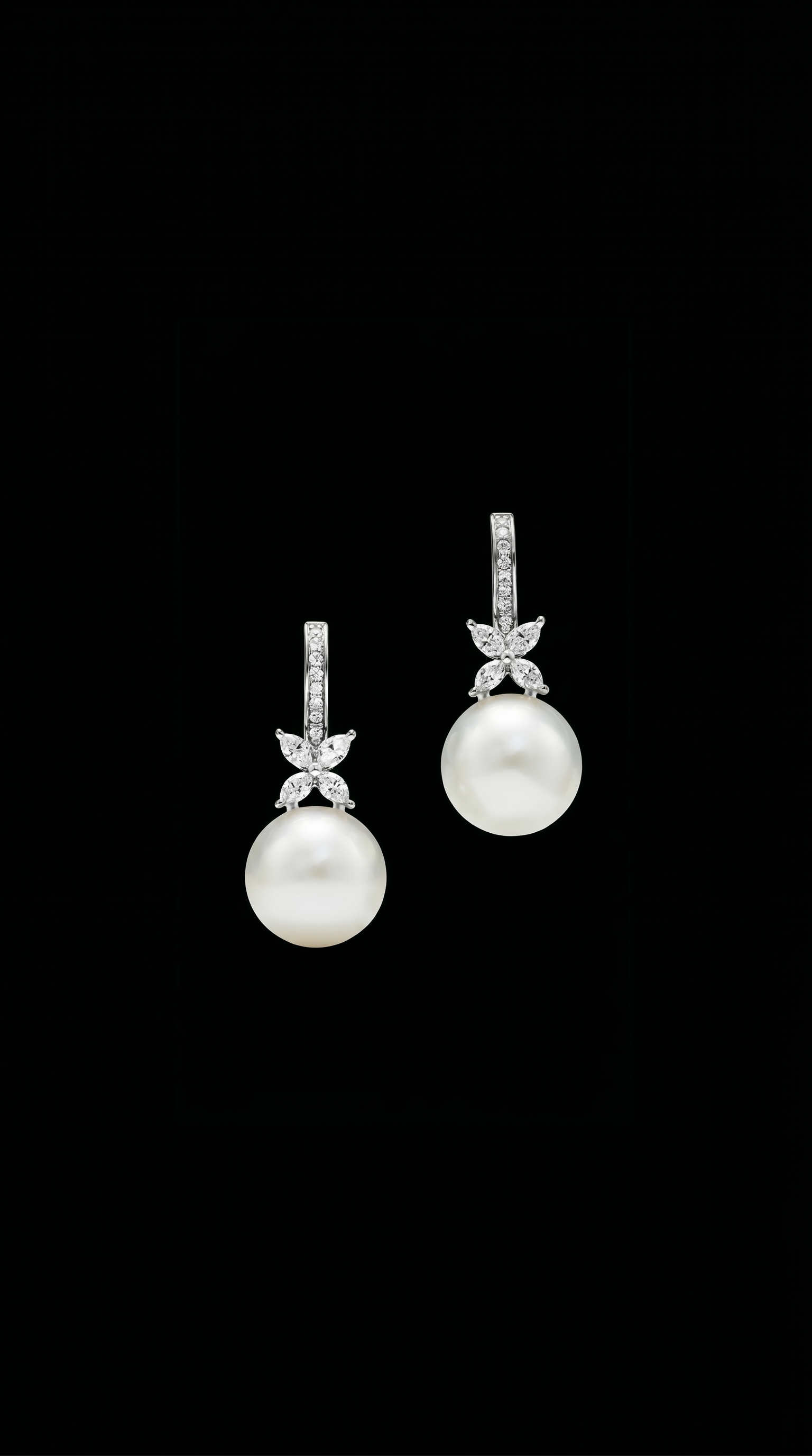 Pearl & Diamond Drop Earrings