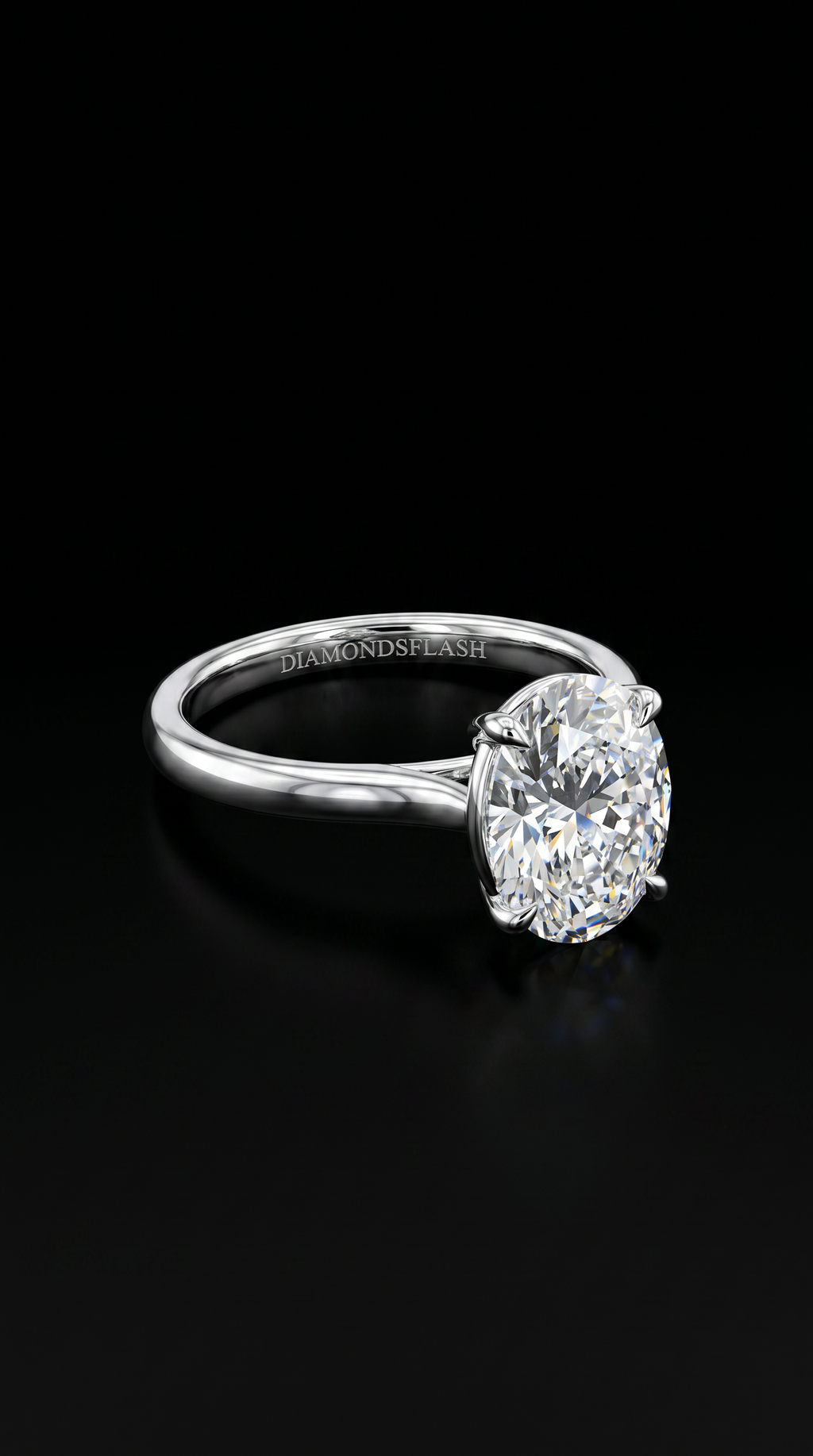 14K White Gold Oval Ring