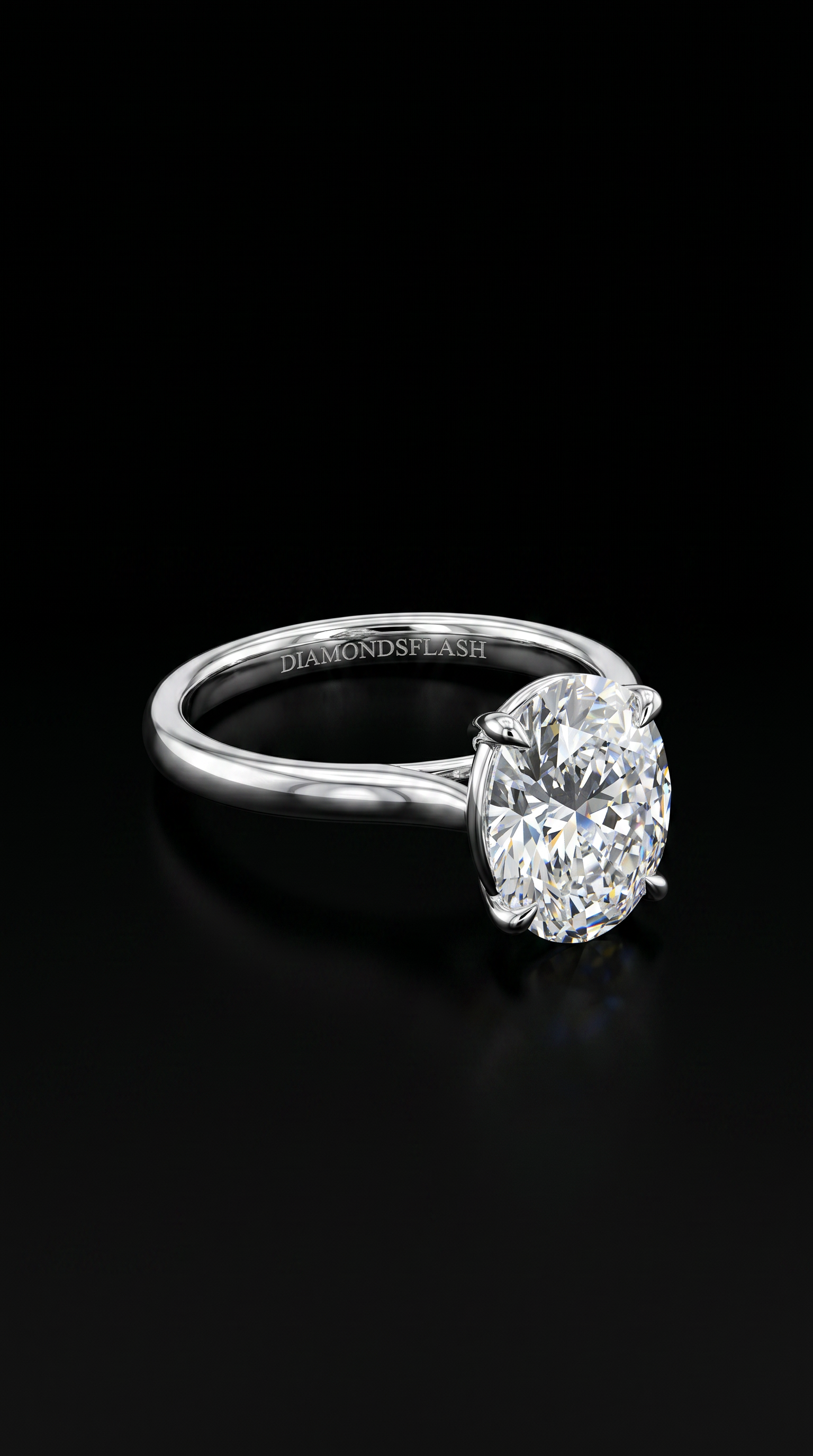 14K White Gold Oval Ring