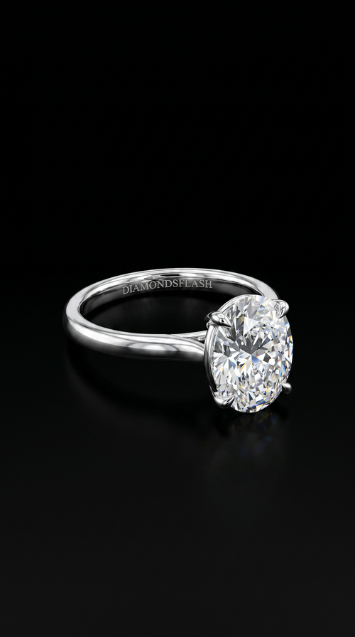 14K White Gold Oval Ring
