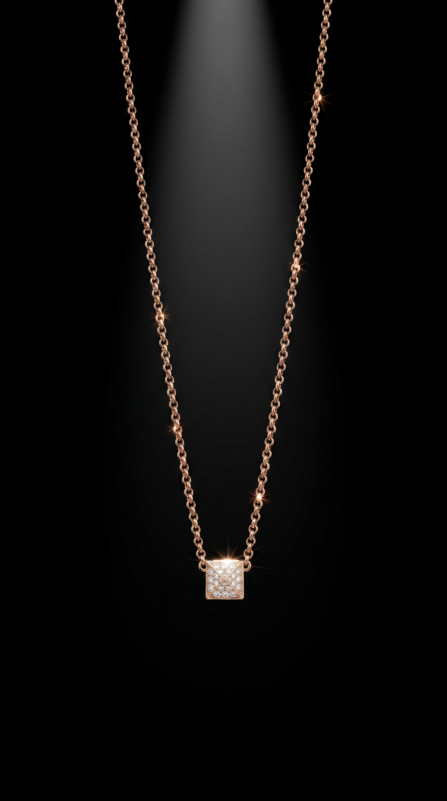 14K Square pendant necklace
