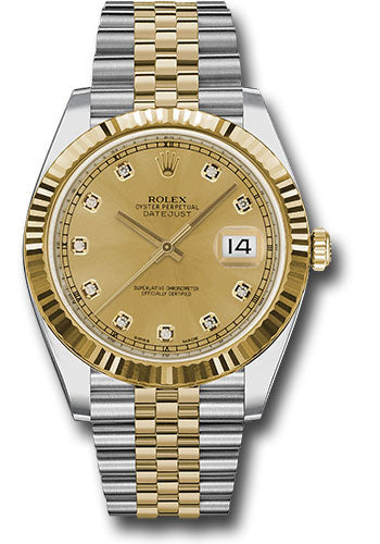 Rolex Datejust 41mm Two-Tone 18K Yellow Gold & Steel Champagne Diamond Dial Ref. 126333