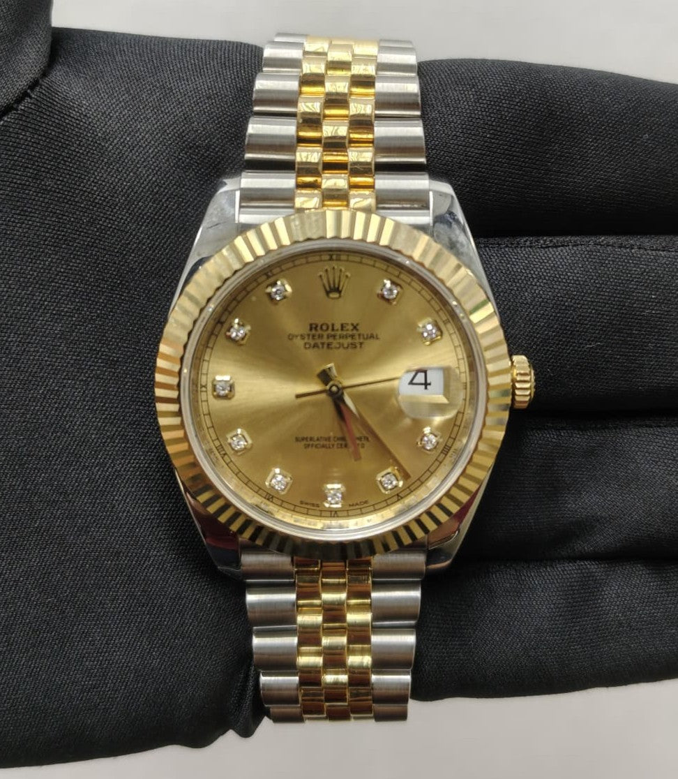 Rolex Datejust 41mm Two-Tone 18K Yellow Gold & Steel Champagne Diamond Dial Ref. 126333