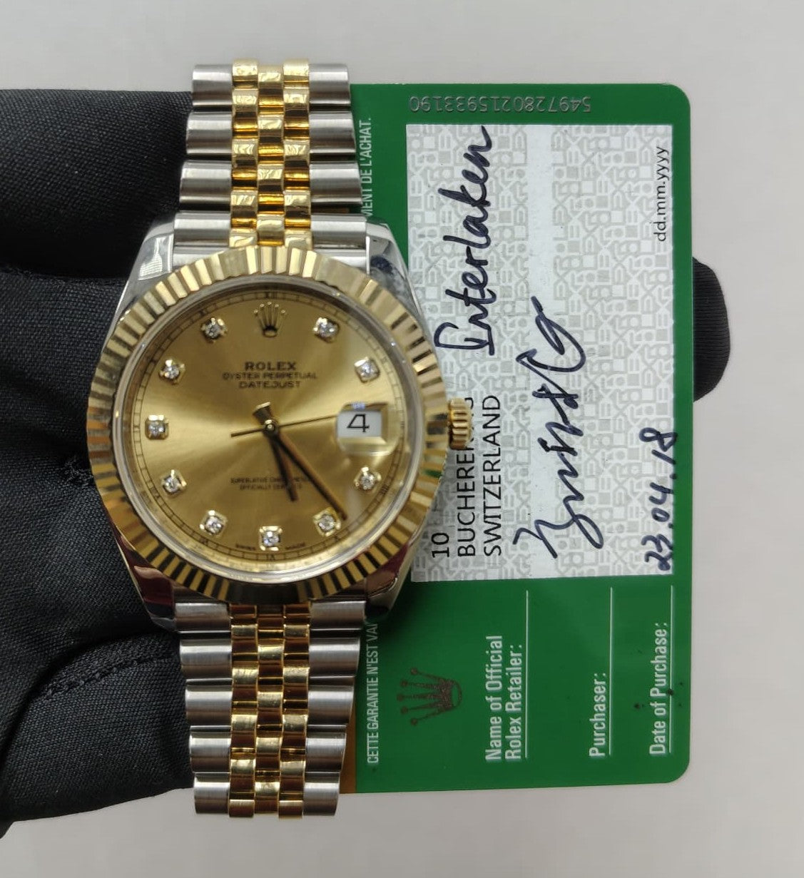 Rolex Datejust 41mm Two-Tone 18K Yellow Gold & Steel Champagne Diamond Dial Ref. 126333