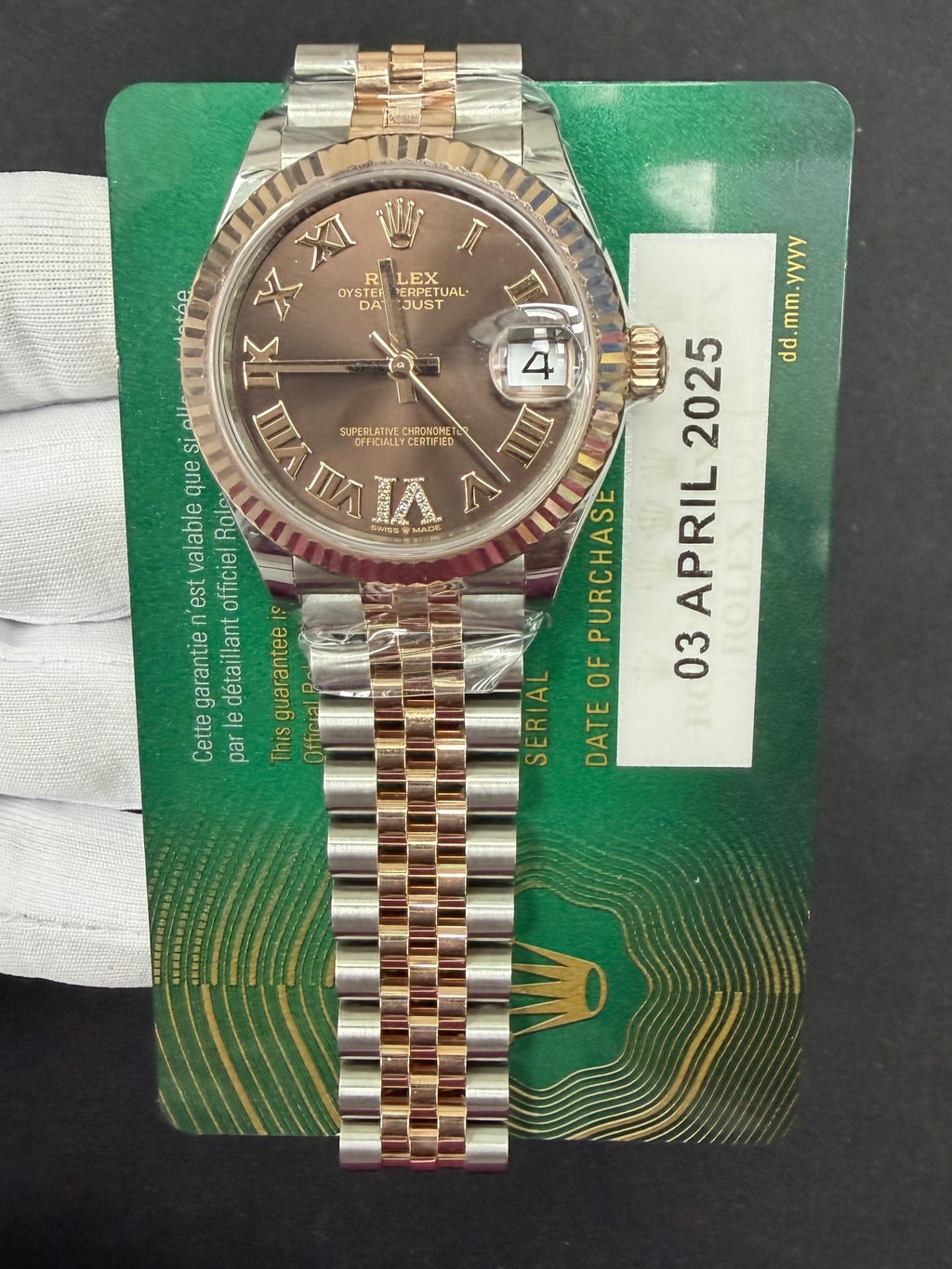 Rolex Datejust 31mm Two-Tone 18K Rose Gold & Steel Chocolate Roman Diamond Dial Ref. 278271
