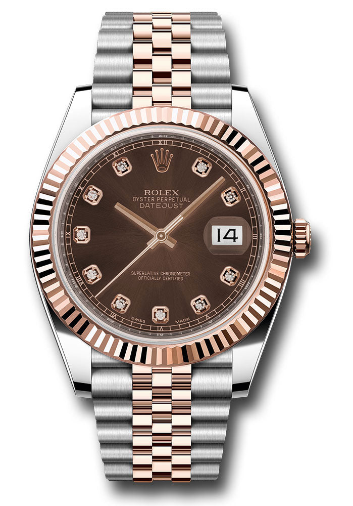 Rolex Datejust 41mm Two-Tone 18K Rose Gold & Steel Chocolate Diamond Dial Ref. 126331