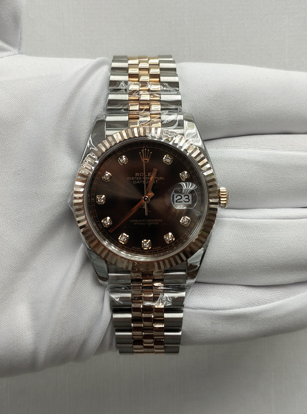 Rolex Datejust 41mm Two-Tone 18K Rose Gold & Steel Chocolate Diamond Dial Ref. 126331