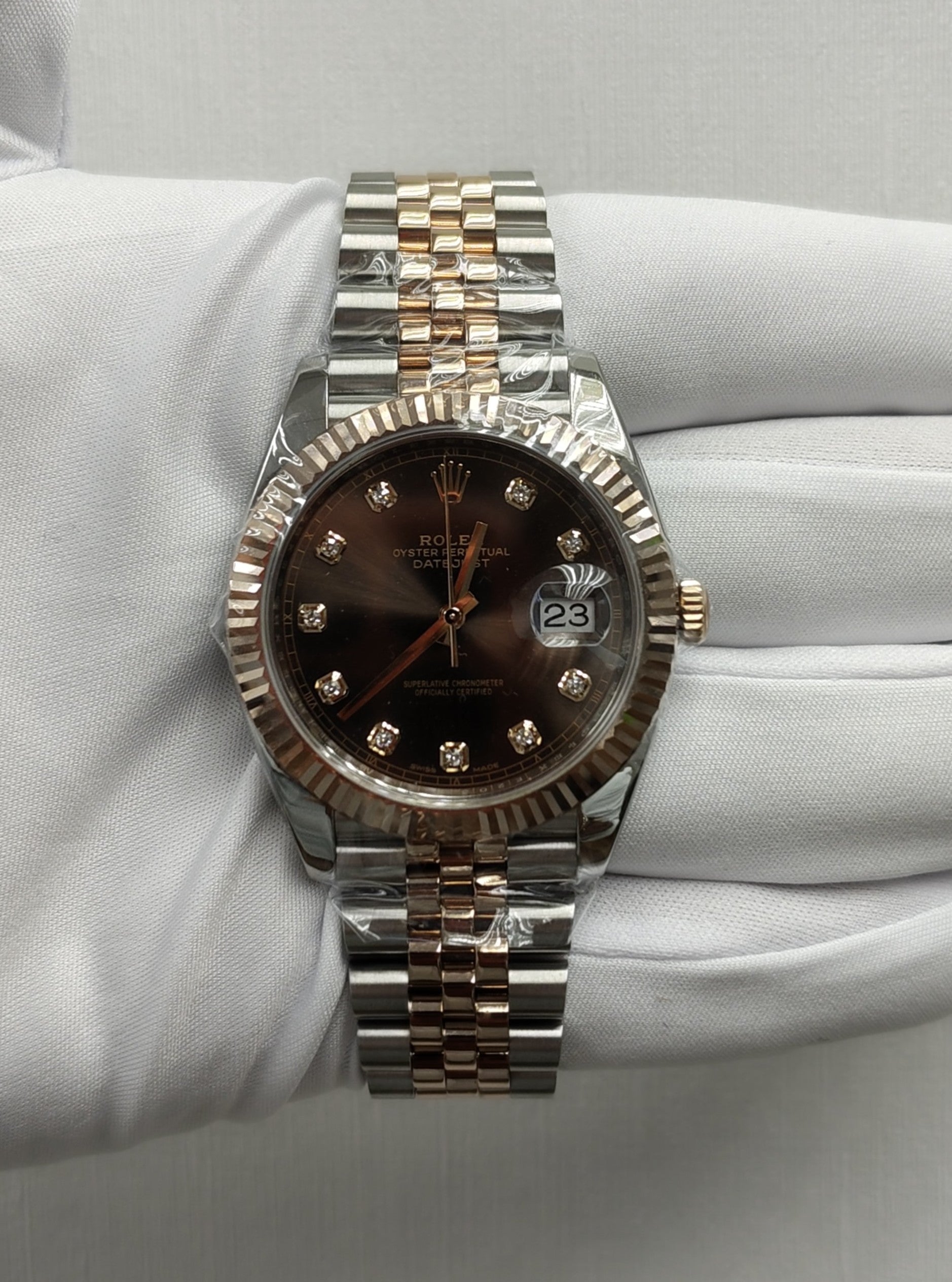 Rolex Datejust 41mm Two-Tone 18K Rose Gold & Steel Chocolate Diamond Dial Ref. 126331