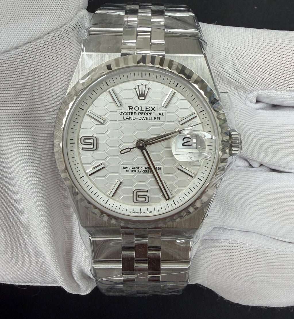 Rolex Land-Dweller 40mm Stainless Steel White Honeycomb Dial Ref. 127334