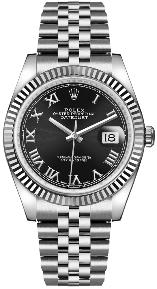 Rolex Datejust 36mm Stainless Steel Black Roman Dial Ref. 116234