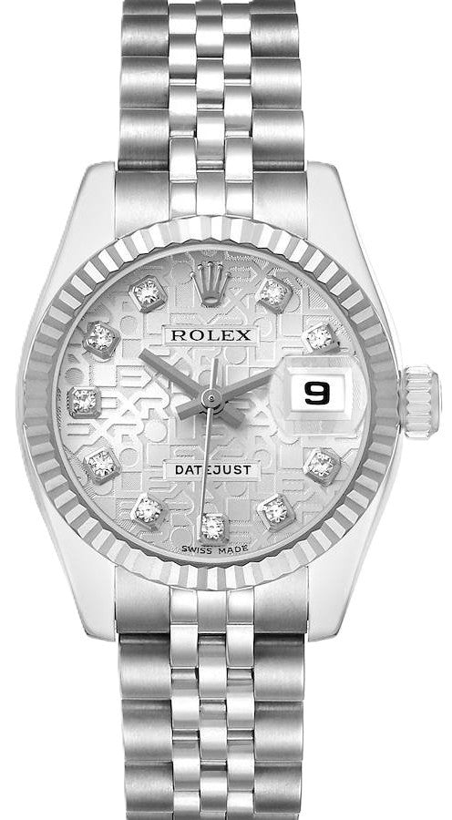 Rolex Lady Date Just 26mm Stainless Steel Silver Diamond Dial Ref. 179174