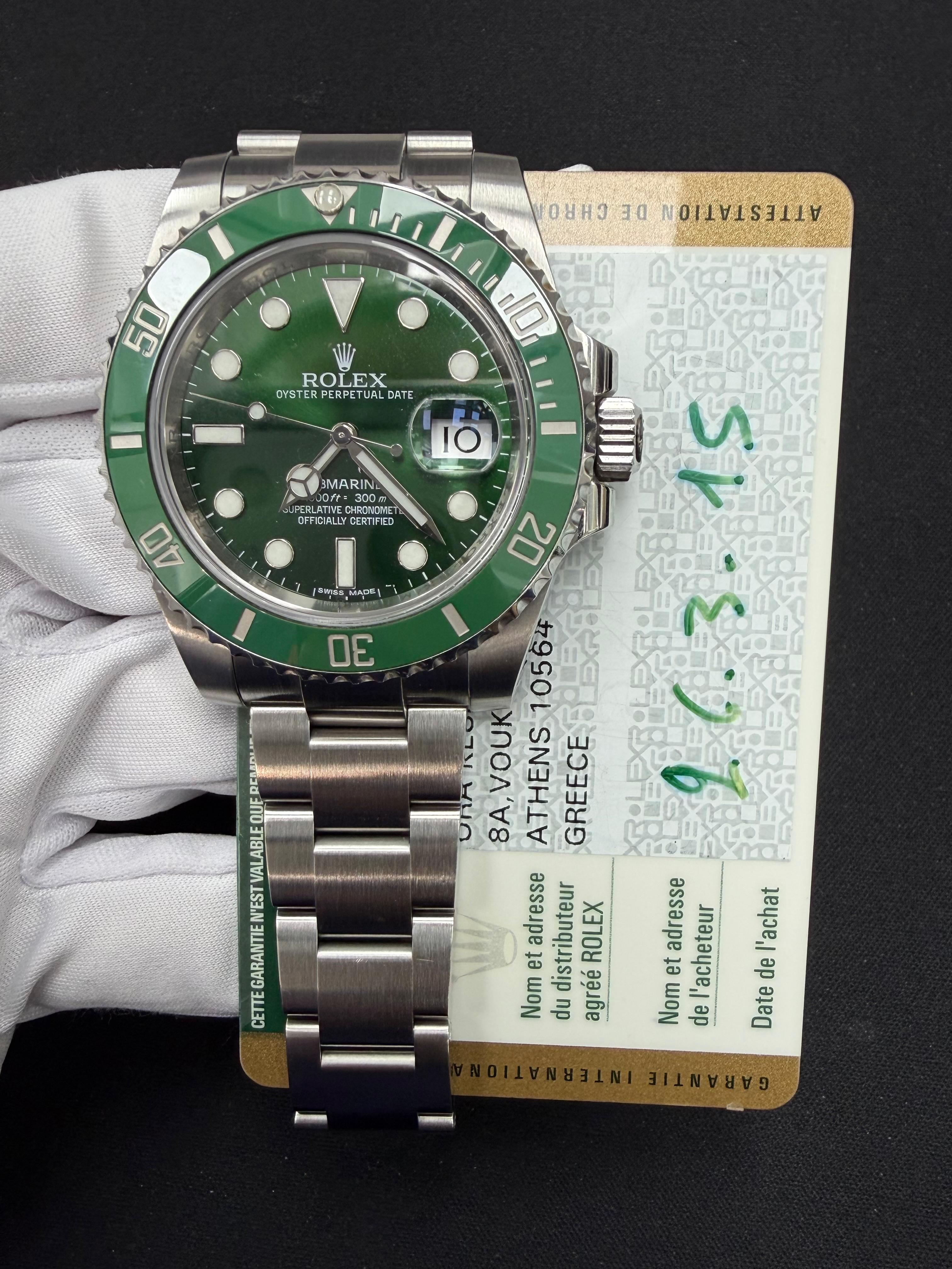 Rolex Submariner Date 40mm Stainless Steel Green Dial Ref. 116610LV