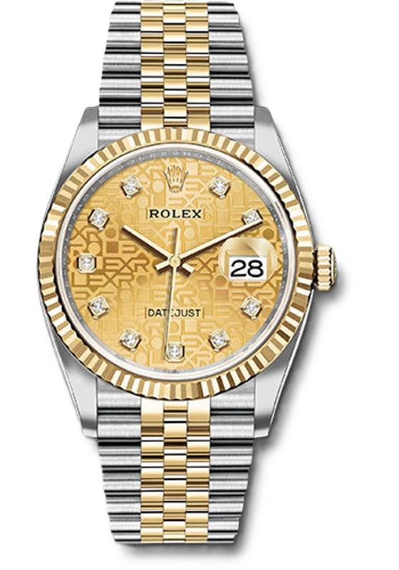 Rolex Datejust 36mm Two-Tone 18K Yellow Gold & Steel Champagne Diamond Dial Ref. 126233