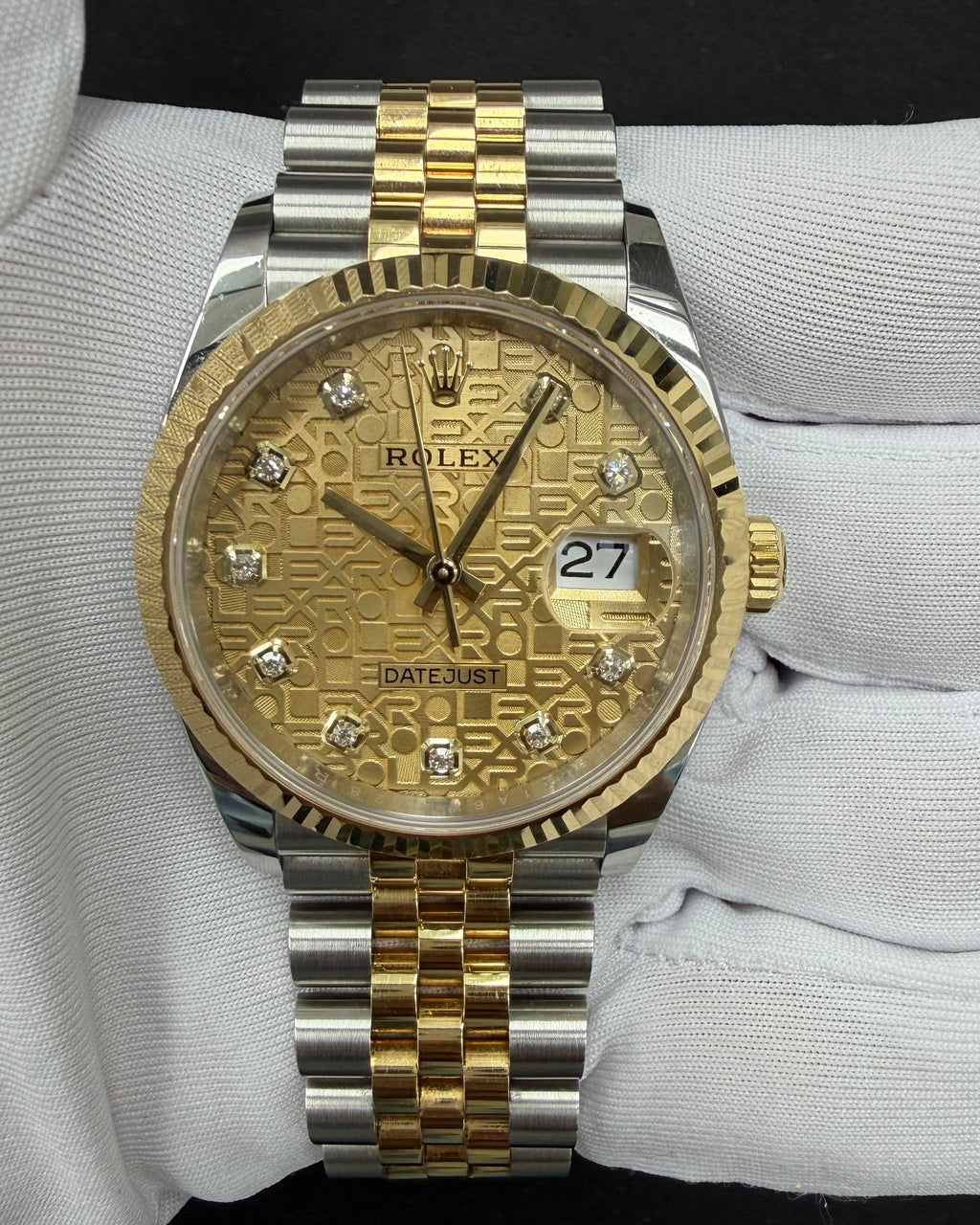 Rolex Datejust 36mm Two-Tone 18K Yellow Gold & Steel Champagne Diamond Dial Ref. 126233