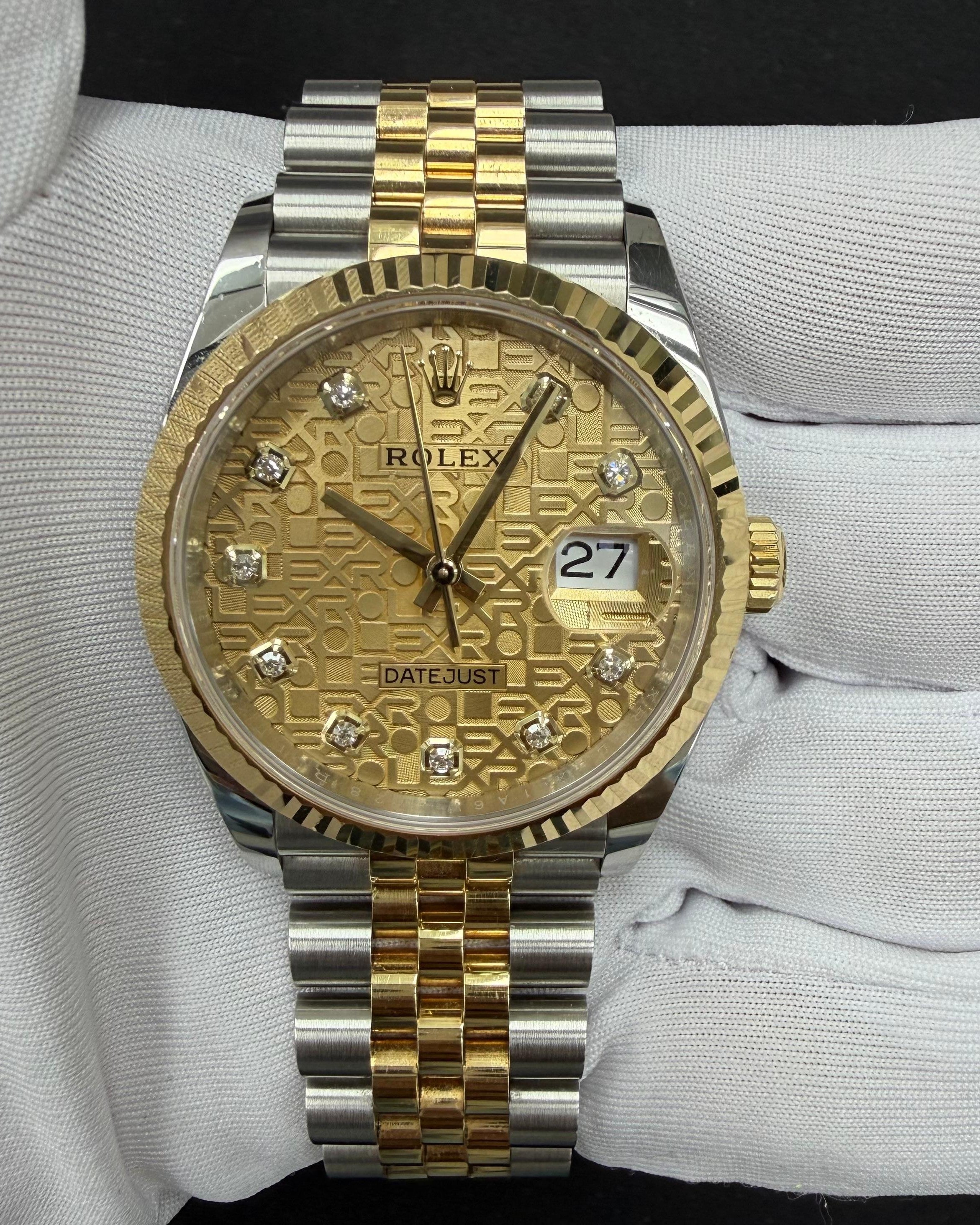 Rolex Datejust 36mm Two-Tone 18K Yellow Gold & Steel Champagne Diamond Dial Ref. 126233