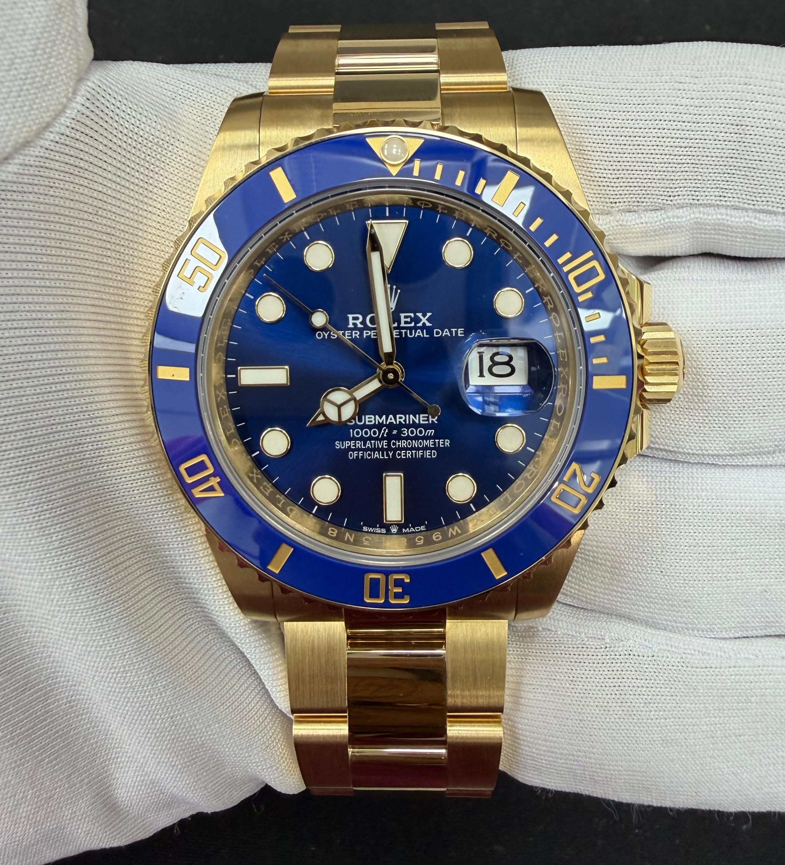 Rolex Submariner Date 41mm 18K Yellow Gold Blue Dial Ref. 126618LB