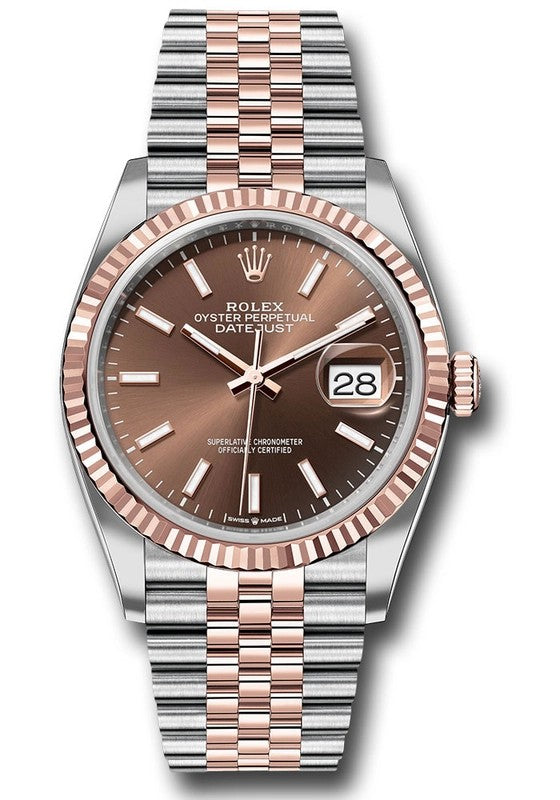 Rolex Datejust 36mm Two-Tone 18K Rose Gold & Steel Chocolate Dial Ref. 126231