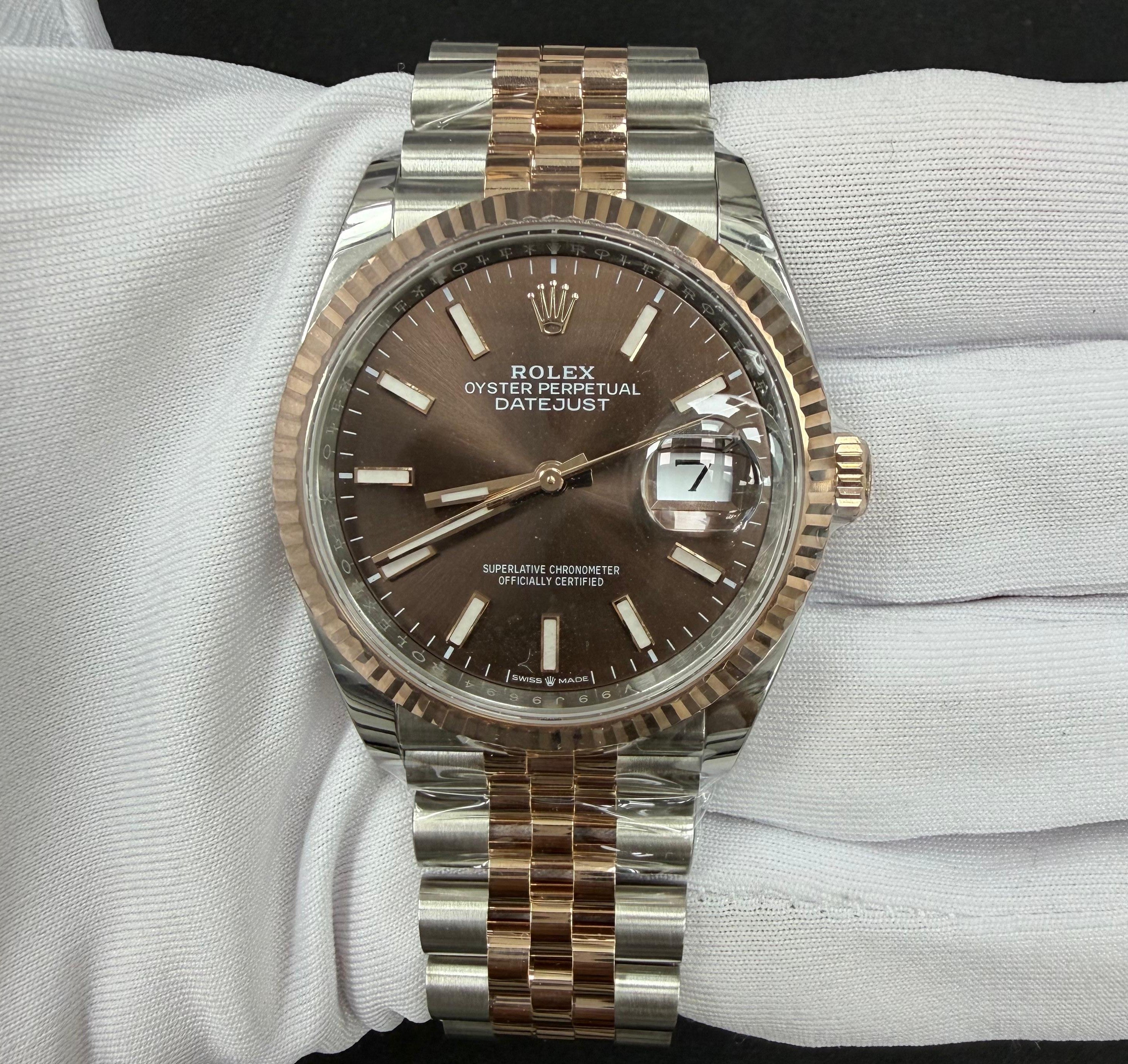 Rolex Datejust 36mm Two-Tone 18K Rose Gold & Steel Chocolate Dial Ref. 126231