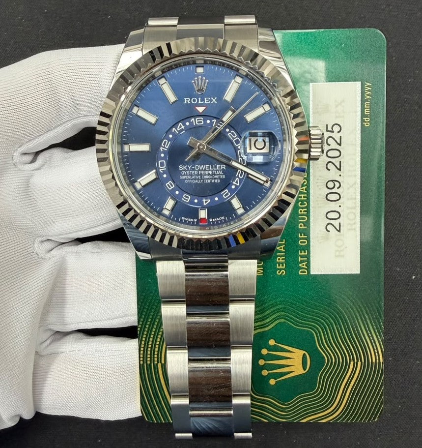 Rolex Sky Dweller 42mm Stainless Steel Bright Blue Dial Ref. 336934