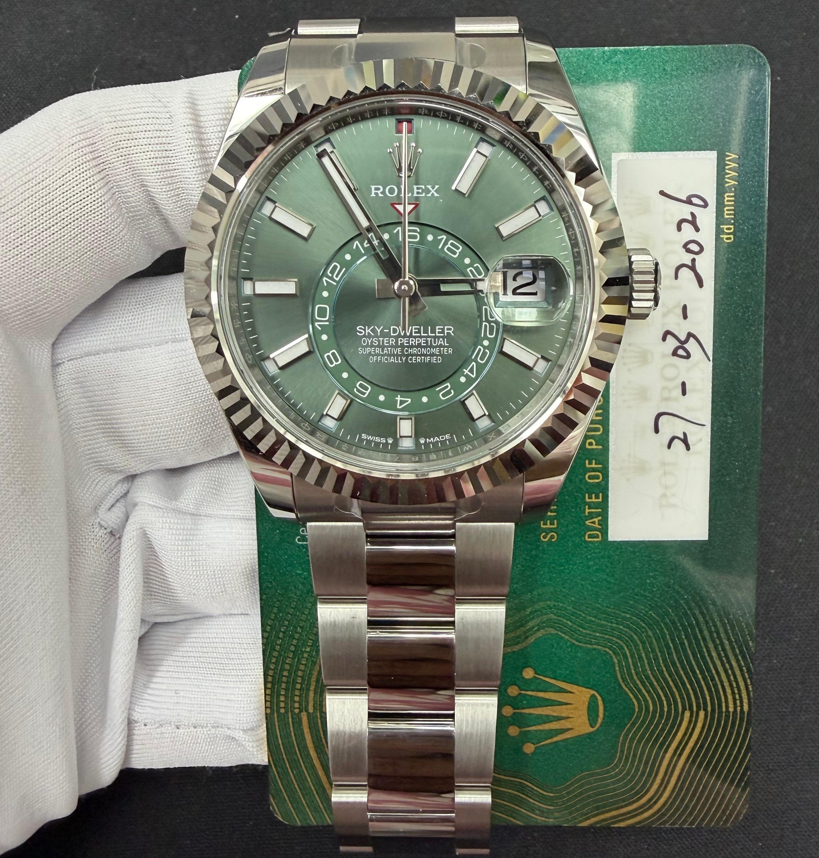 Rolex Sky Dweller 42mm Stainless Steel Mint Green Dial Ref. 336934