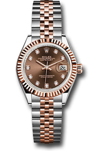 Rolex Lady Date Just 28mm Two-Tone 18K Rose Gold & Steel Chocolate Diamond Dial Ref. 279171