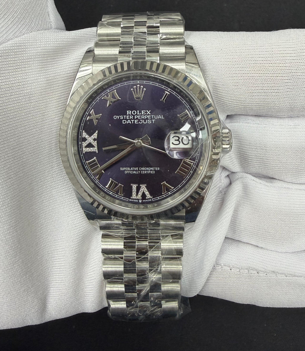 Rolex Datejust 36mm Stainless Steel Aubergine Diamond Dial Ref. 126234