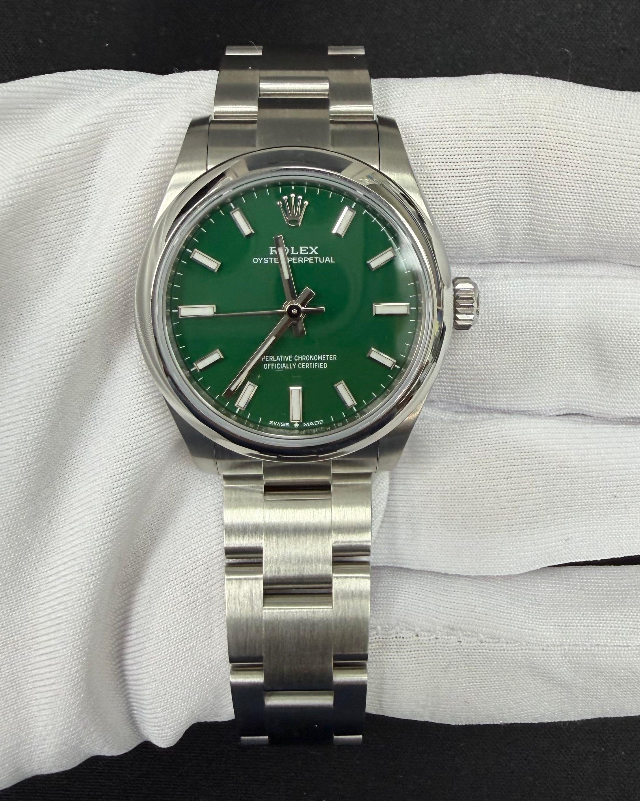 Rolex Oyster Perpetual 31mm Stainless Steel Green Dial Ref. 277200