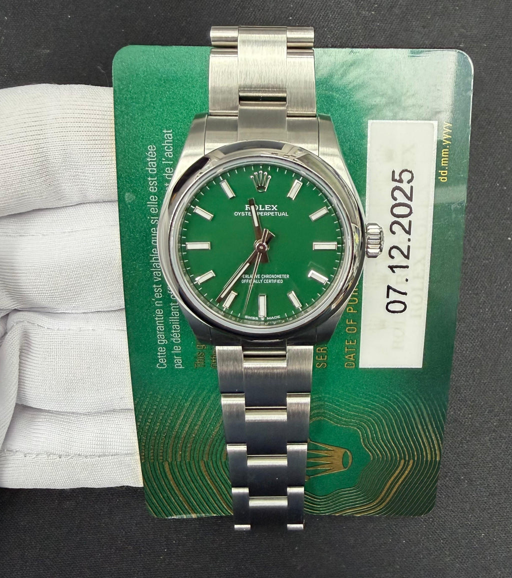 Rolex Oyster Perpetual 31mm Stainless Steel Green Dial Ref. 277200