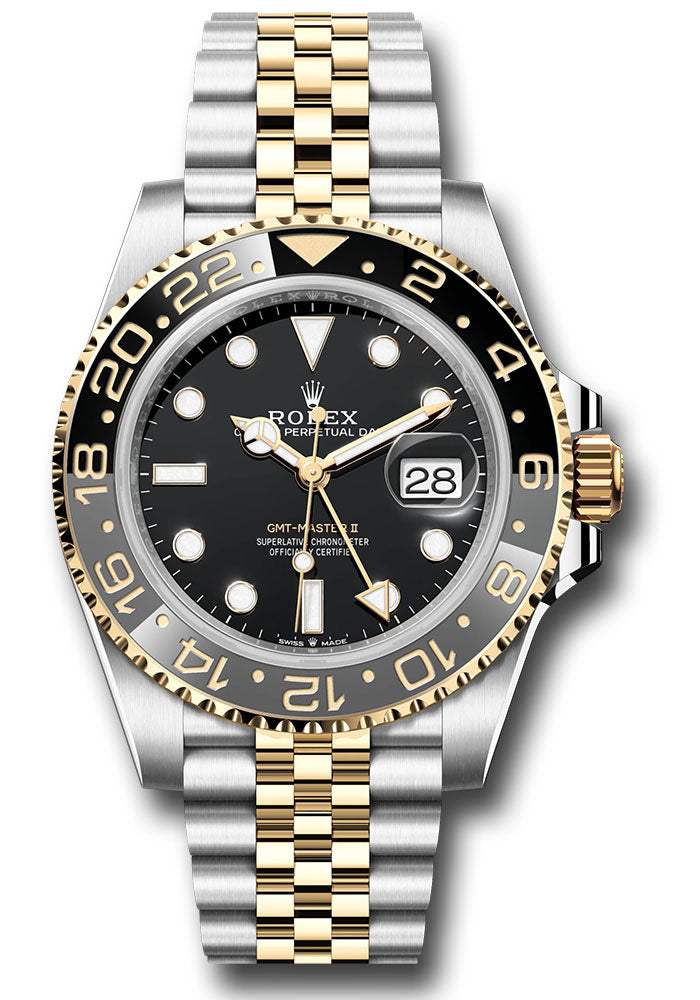 Rolex GMT Master II 40mm Two-Tone 18K Yellow Gold & Steel Black Dial Ref. 126713GRNR