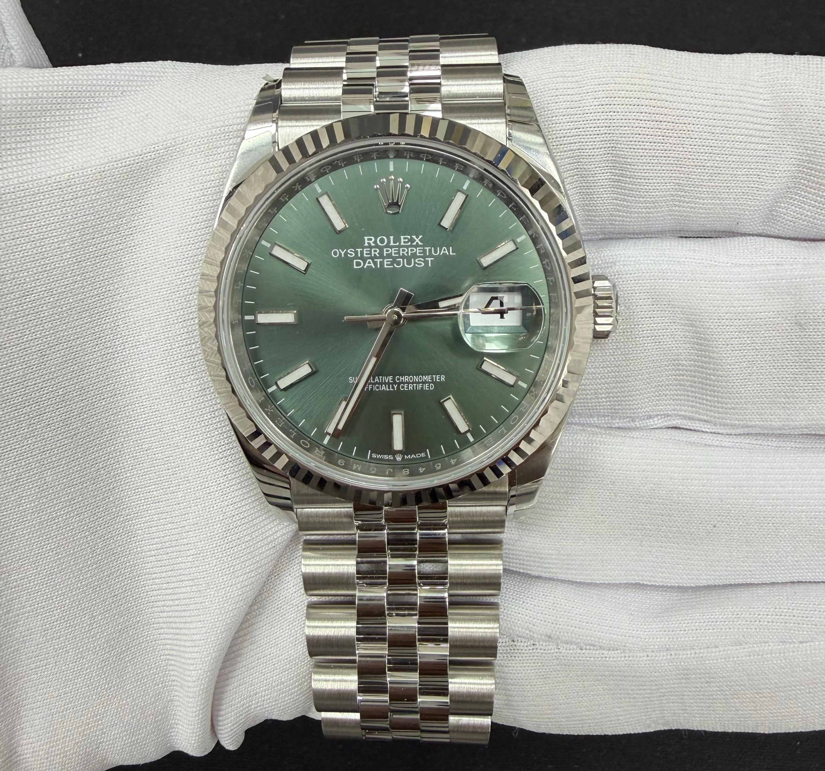 Rolex Datejust 36mm Stainless Steel Mint Green Dial Ref. 126234