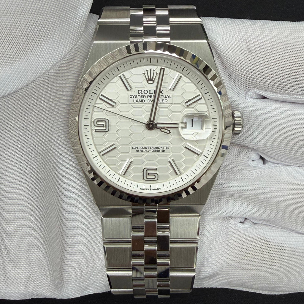 Rolex Land-Dweller 40mm Stainless Steel White Honeycomb Dial Ref. 127334