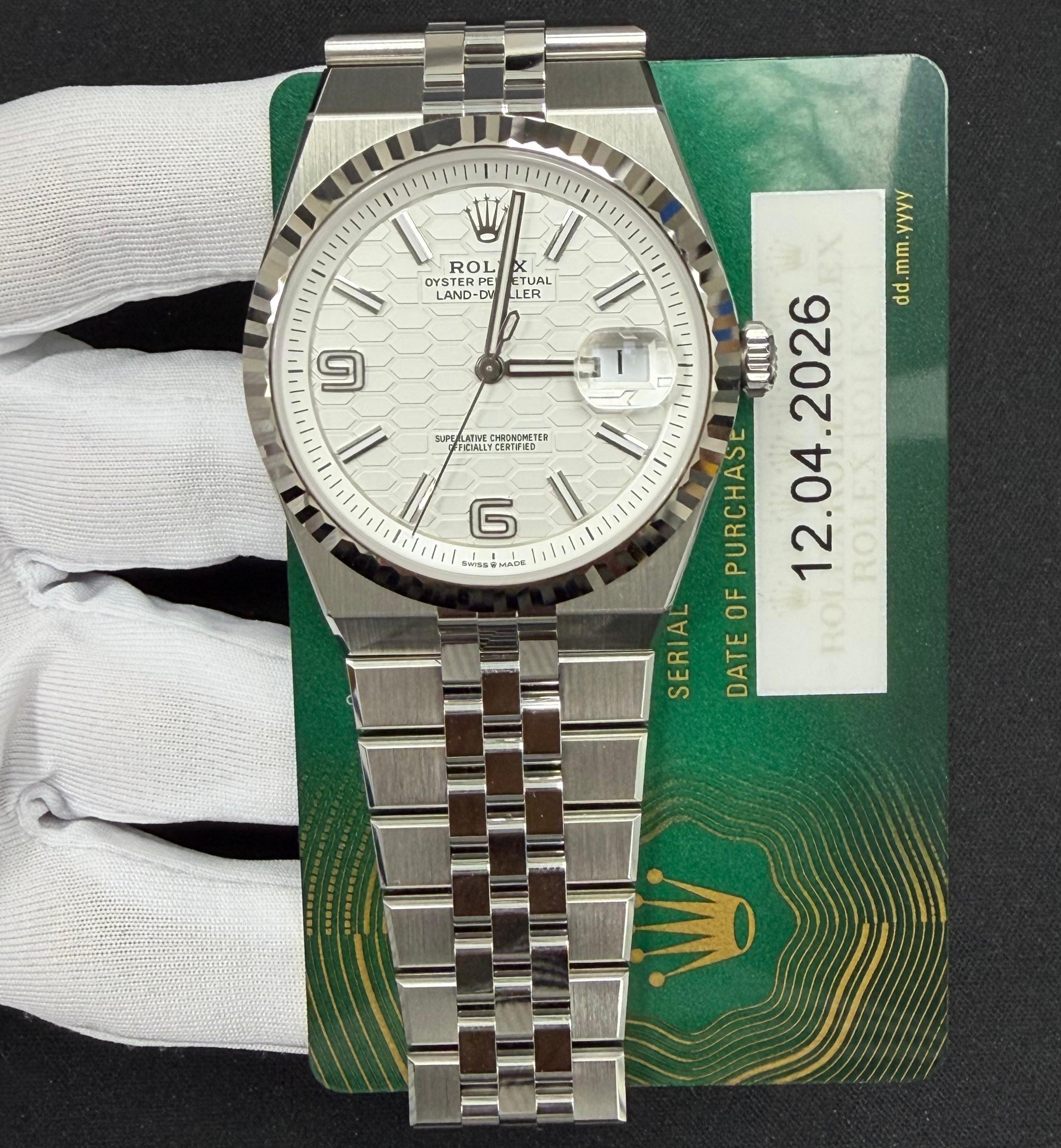 Rolex Land-Dweller 40mm Stainless Steel White Honeycomb Dial Ref. 127334