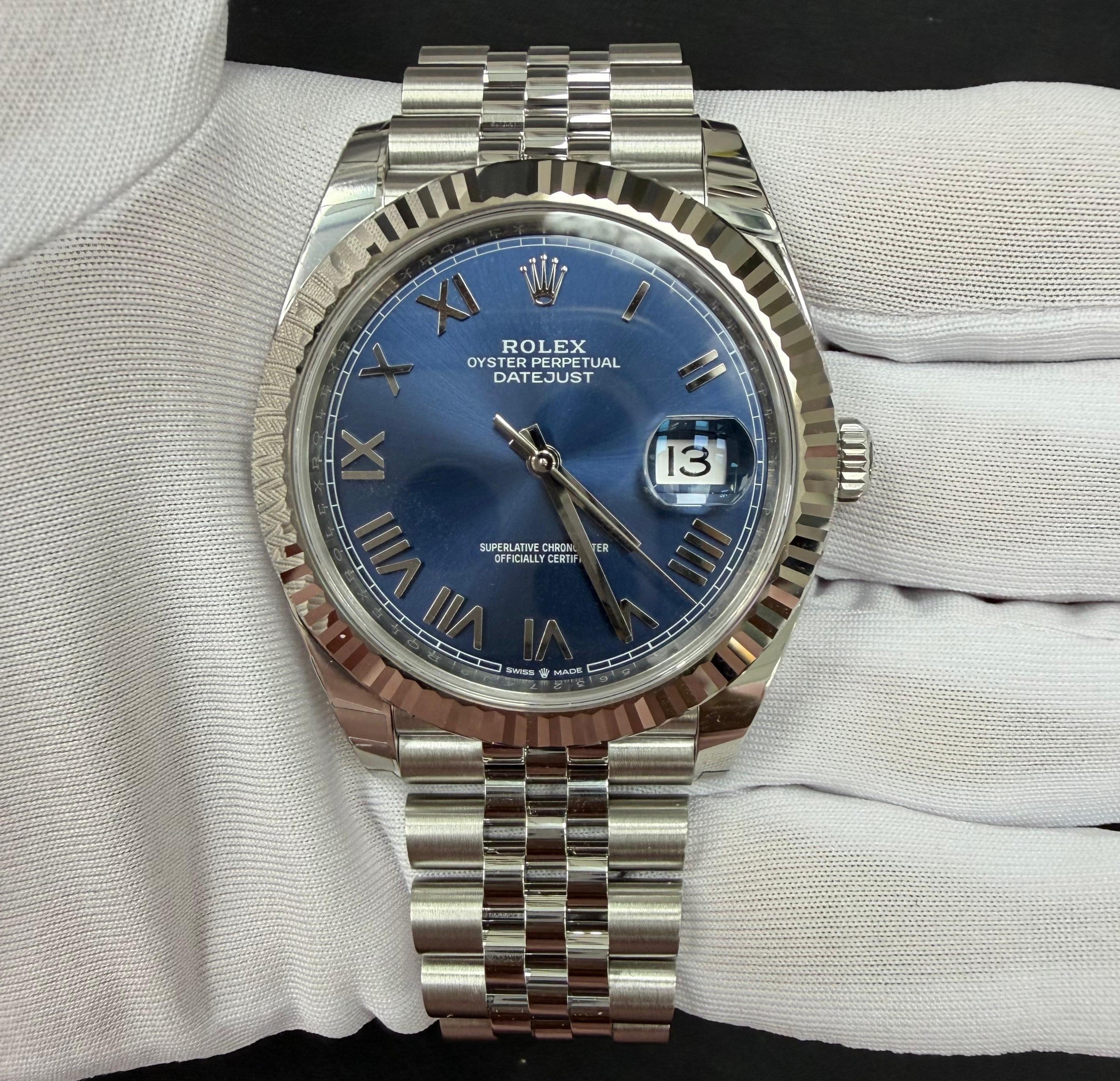 Rolex Datejust 41mm Stainless Steel Blue Roman Dial Ref. 126334