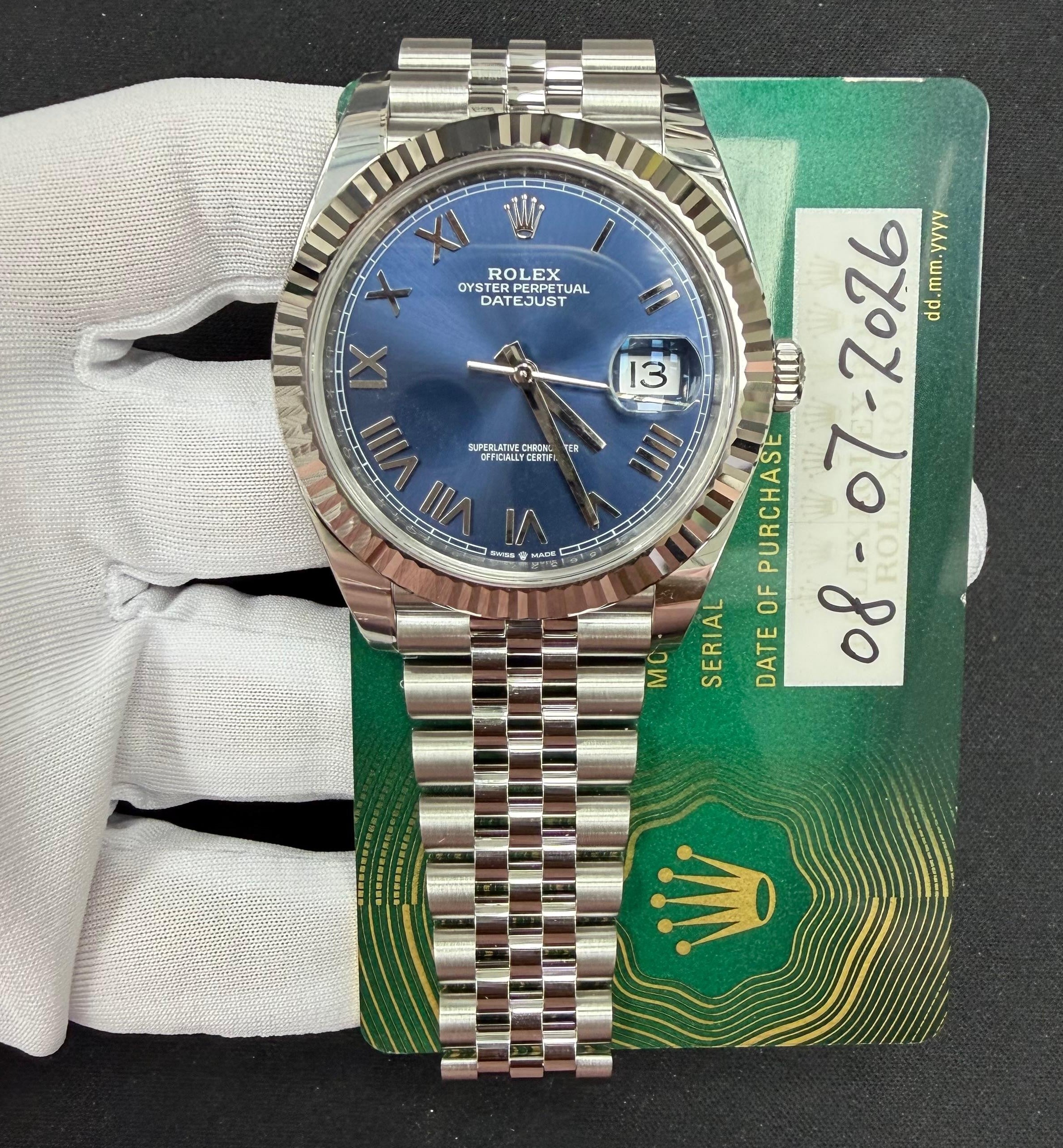 Rolex Datejust 41mm Stainless Steel Blue Roman Dial Ref. 126334