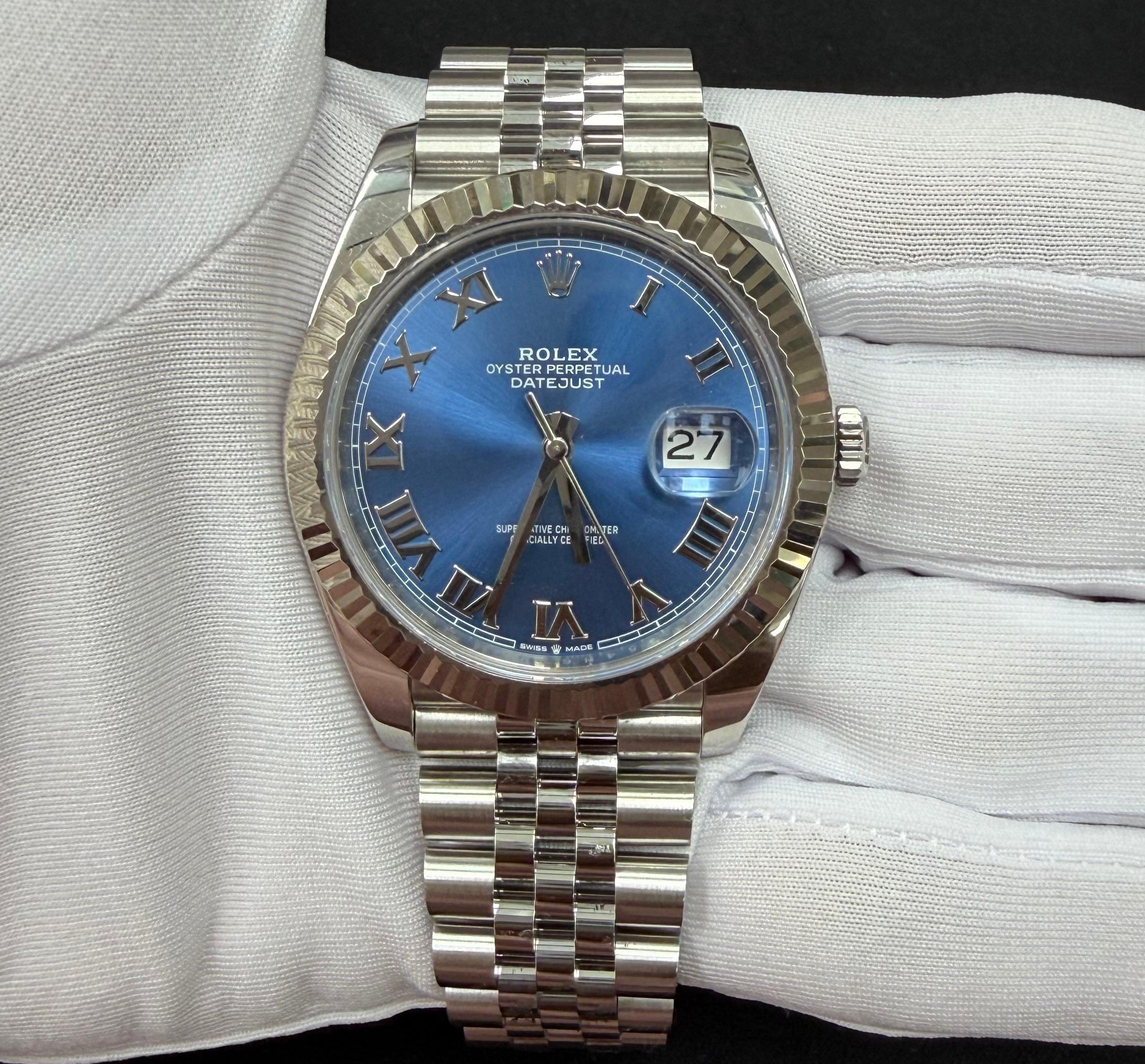 Rolex Datejust 41mm Stainless Steel Blue Azurro Dial Ref. 126334
