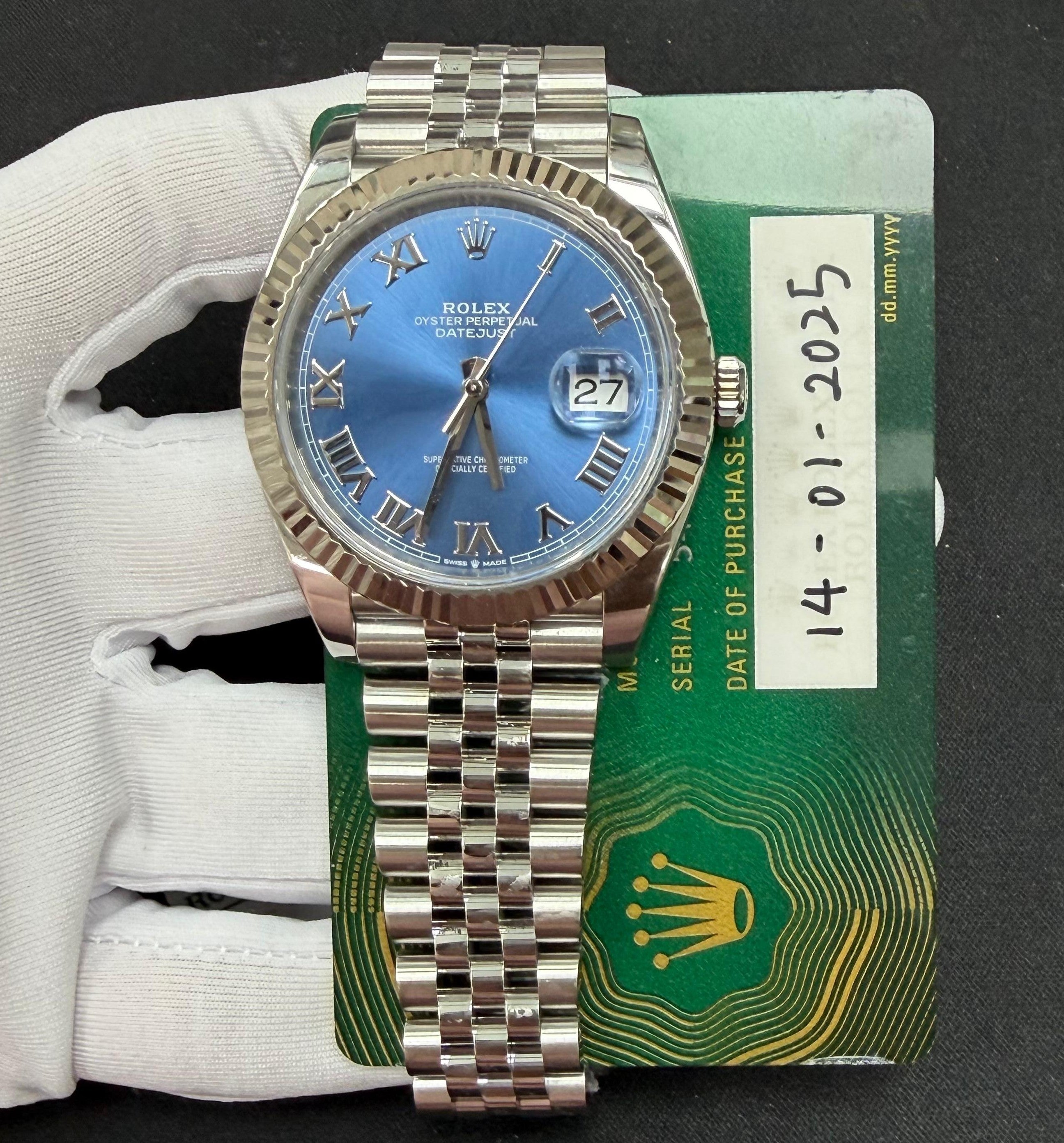 Rolex Datejust 41mm Stainless Steel Blue Azurro Dial Ref. 126334