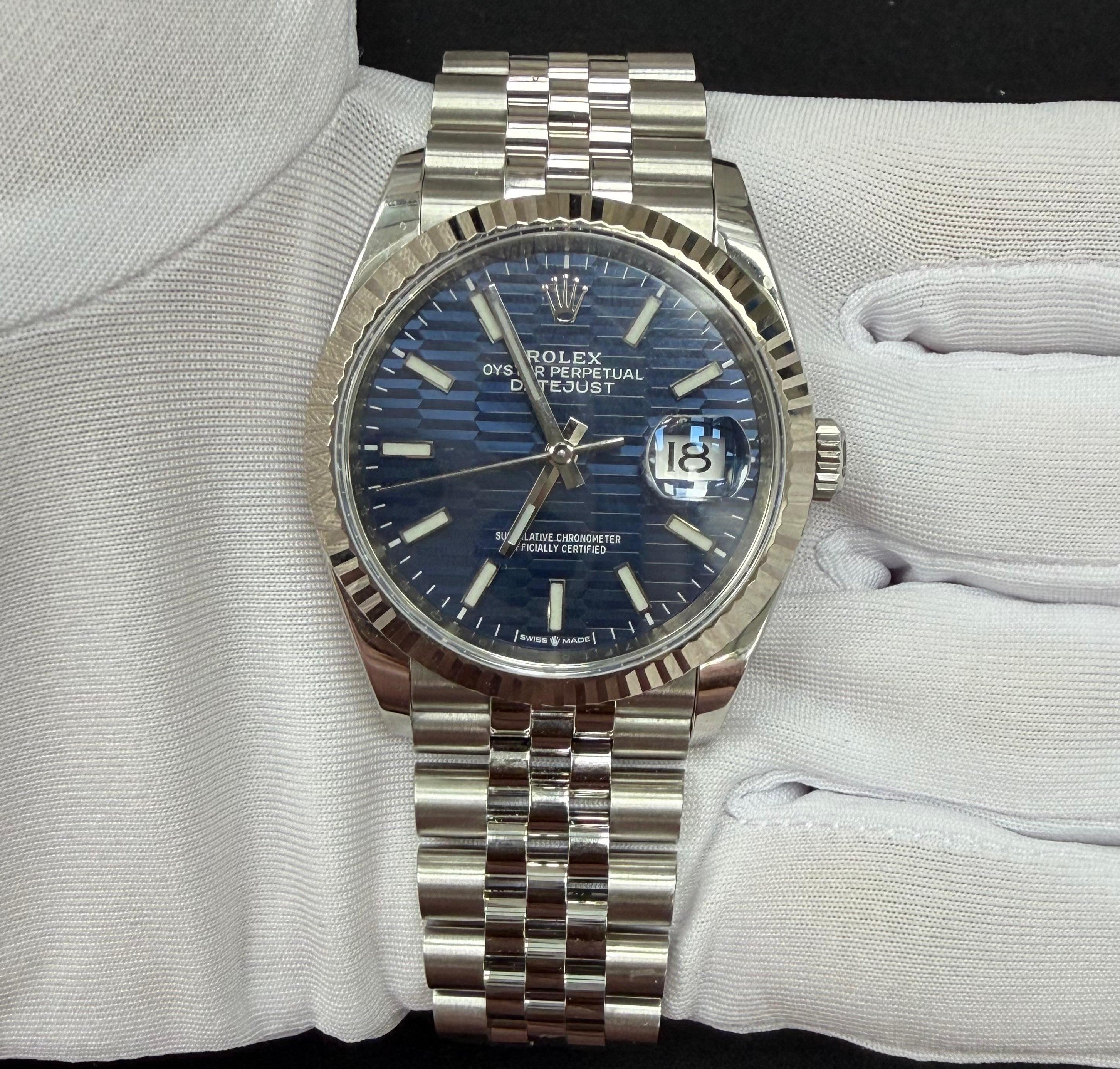 Rolex Datejust 36mm Stainless Steel Blue Motif Dial Ref. 126234